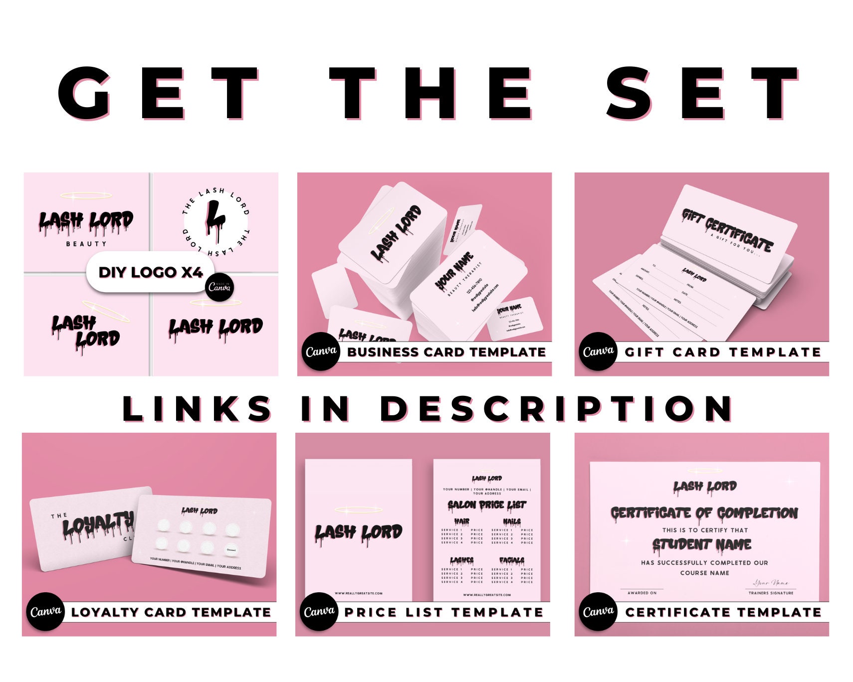 Editable Pink and Black Graffiti Beauty Loyalty Card Template - Etsy