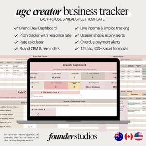 UGC Creator Ultimate Business Tracker | USA, Canada & Australia Edition (DOLLAR) | Excel Spreadsheet | Instant Download