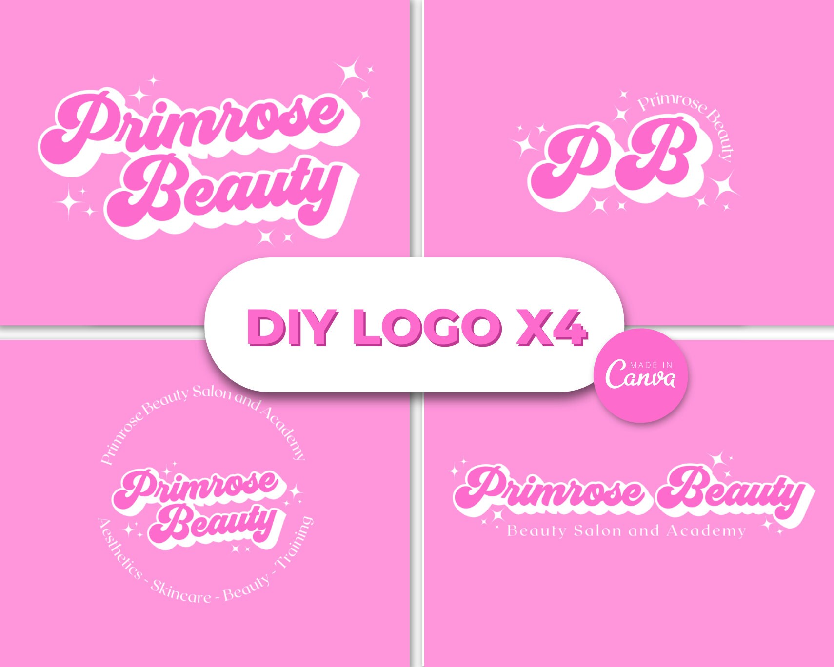 DIY Retro Pink Bubble Logo Template Pink and White Y2K Retro Etsy