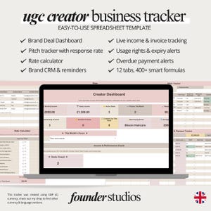 UGC Creator Ultimate Business Tracker | UK Edition (GBP) | Excel Spreadsheet Template | Instant Download