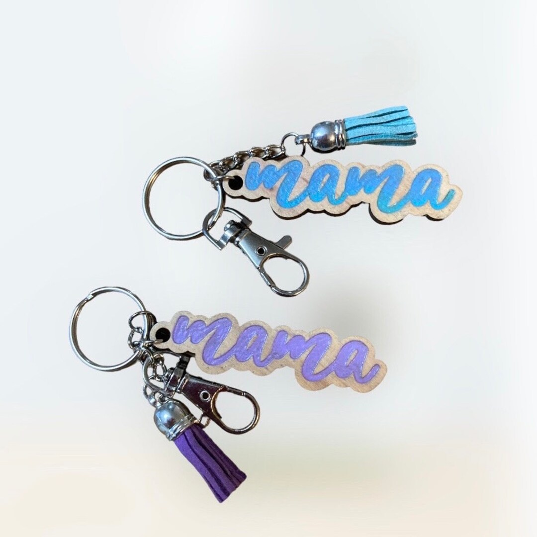 Mama Keychain, Mother Key Accessory, Keychain for Mom, Wooden Keychain