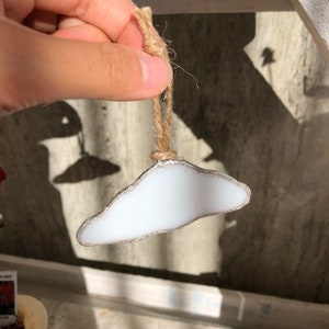 Stained Glass Cloud Suncatcher Ornament, Cottagecore Garden Decor, Hanging Cloud, Room Decor Gift, cloud ornament, christmas ornament
