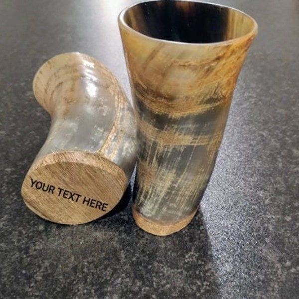 Medieval Real Ox Horn Cup Mug - Rustic Viking Drinking Beer Mug Cup Personalization option - Horn Cup Wedding Viking Gift