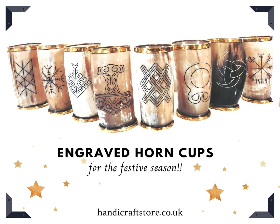 Engraved Ox Horn Viking Drinking Mug Horn cup Personalized Etsy