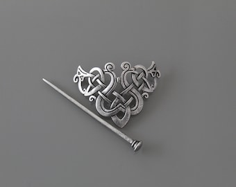 Celtic Knot Hairpin: Norse Viking Barrette with Pin