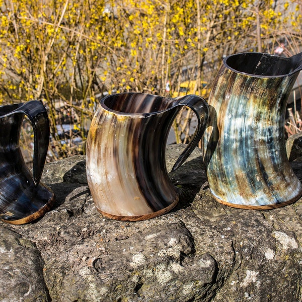 Hand Made Viking  Drinking Horn Mug, Horn Tankard Tankard, Groomsmen Gift, Best Man, Gifts For Men, Fathers day gift