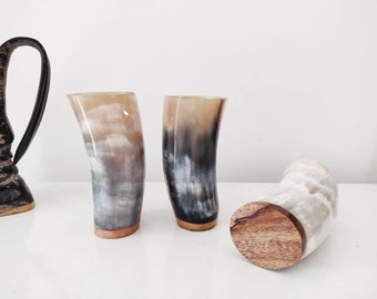 Real Ox Horn Viking Mug - Rustic Medieval Beer Cup