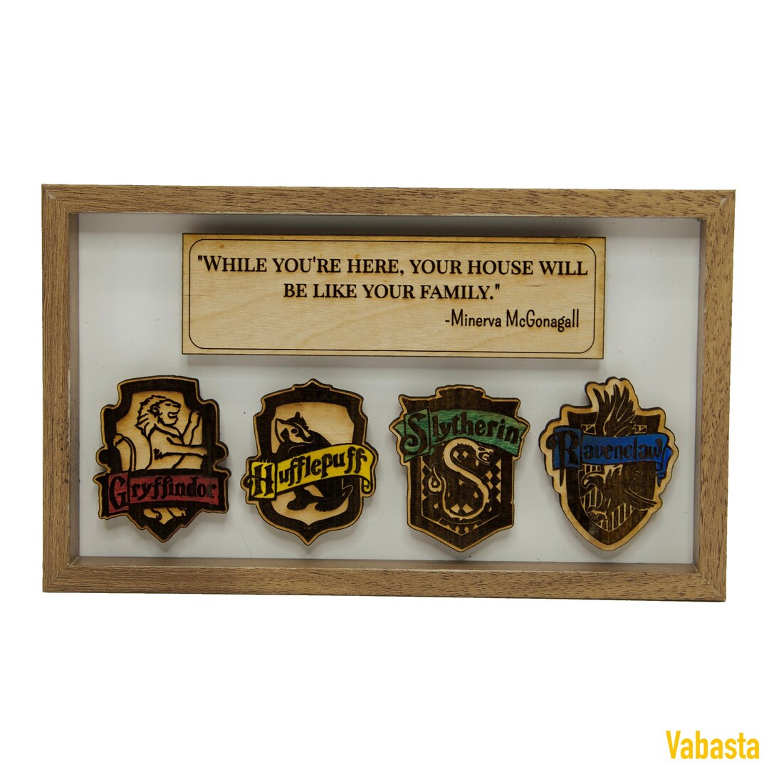 Wizard House Crests Sign With Inspiring Quote Wall Art, Home Decor Wall ...