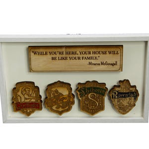 Wizard house crests big Sign w/ inspiring quote, wizard house, wizard school, wizard
