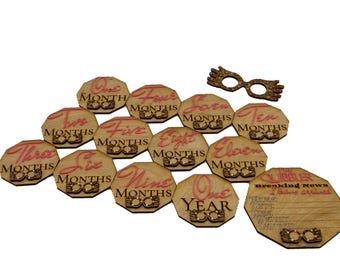 Wizard Baby Milestone Disks | Wooden Glasses, First Year Photo Prop