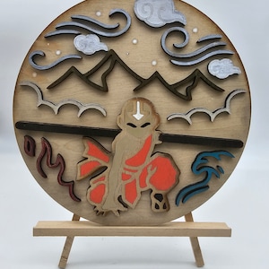 Inspiered by Elements nursery round | Bending round Wall Art Picture|Bending Character| Bedroom| Nursery's| Dorm| Bending Fan