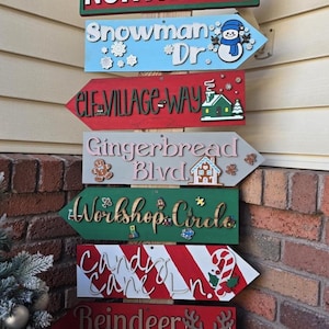 Winter/ Christmas directional signs | direction signpost | street signs | places signs | home signs | Christmas signs| Fall |directional