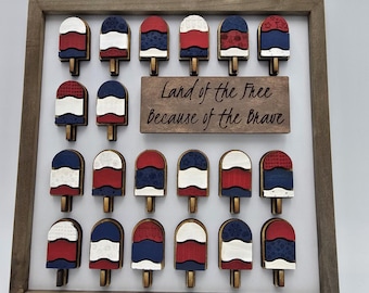 4th of July Popsicle Wood Sign | Patriotic Summer Decor
