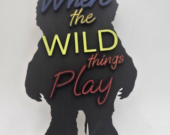 Waar de wilde dingen spelen-bord | Monstersilhouet, kinderkamerdecoratie