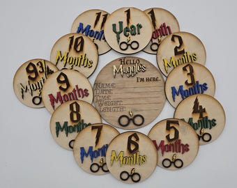 Wizard Baby Milestone Wood Rounds | Fan Art Photo Prop