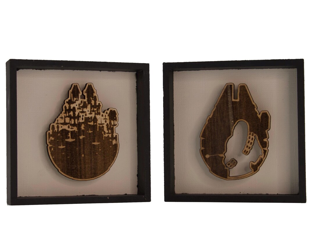 Star Wars Millennium Falcon Rustic Framed Print Set - Etsy Australia
