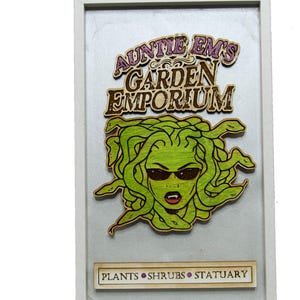 Inspired by Percy Jackson Auntie Em&#39;s Garden Emporium with Medusa, fan art Gift, Nursery, wall art, decor