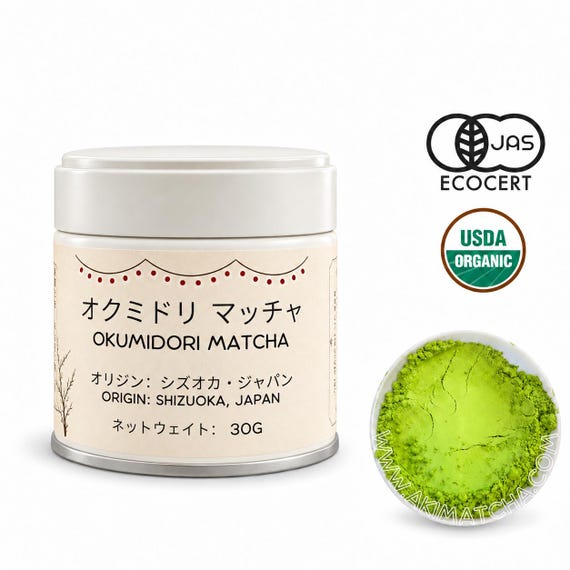 AKI MATCHA - Organic Superior Okumidori Matcha | Stone milled - Hand picked 100% - First Harvest Matcha Ceremonial Grade | 30g ~ 15 servings