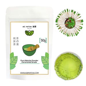 AKI MATCHA - Japanese Pure Matcha Green Tea Powder | Stone milled Matcha tea | First Harvest Ceremonial Grade Matcha 50g (25 servings)