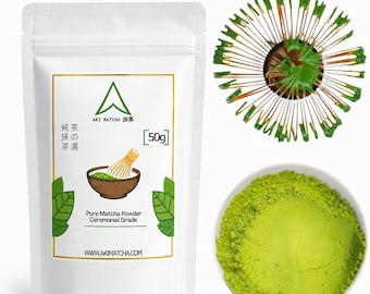 AKI MATCHA - Japanese Pure Matcha | Saemidori cultivar - Hand picked - First Harvest Matcha Ceremonial Grade | 50g (25 servings)