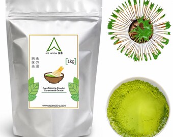 AKI MATCHA - Japanese Pure Matcha | Saemidori cultivar - Hand picked - First Harvest Matcha Ceremonial Grade | Size 1kg ~ 500 servings