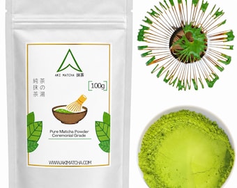 AKI MATCHA - Japanese Pure Matcha | Saemidori cultivar - Hand picked - First Harvest Matcha Ceremonial Grade | 100g (50 servings)