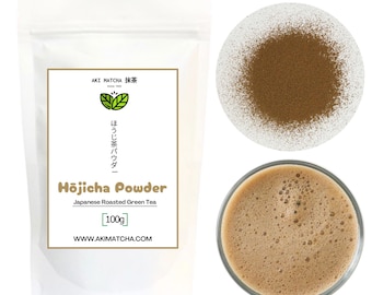Pure Hojicha Powder – Japanese Roasted Green Tea | Award-Winning Tea Master Blend – Rich Chocolate, Sweet & Smoky Flavor – 100g (50 Cups)