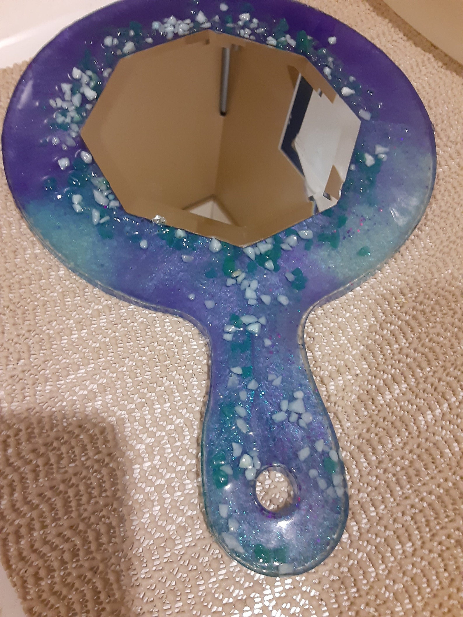 Handmade epoxy resin handheld makeup mirror Etsy