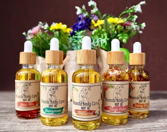 Set de aceites corporales perfumados / Vitamina E, Rosa Mosqueta, Argán, Jojoba, Albaricoque