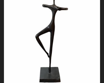 Mid Century Modernist Bodrul Khalique Bronze Black Ballet Dancer Sculptures Pair