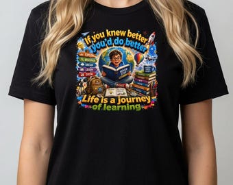 Camiseta inspiradora para crescimento pessoal, com frase motivacional, autoaperfeiçoamento, lições de vida e mentalidade positiva.