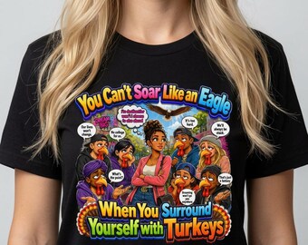 Camiseta inspiradora unissex "Mentalidade Positiva: Águia Voando" em algodão - Presente motivacional