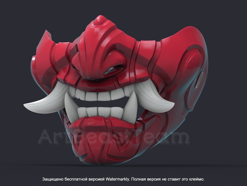 Samurai Traditional mask for 3d printing GHOST OF TSUSHIMA, 3D Model Digital File, Stl image 1