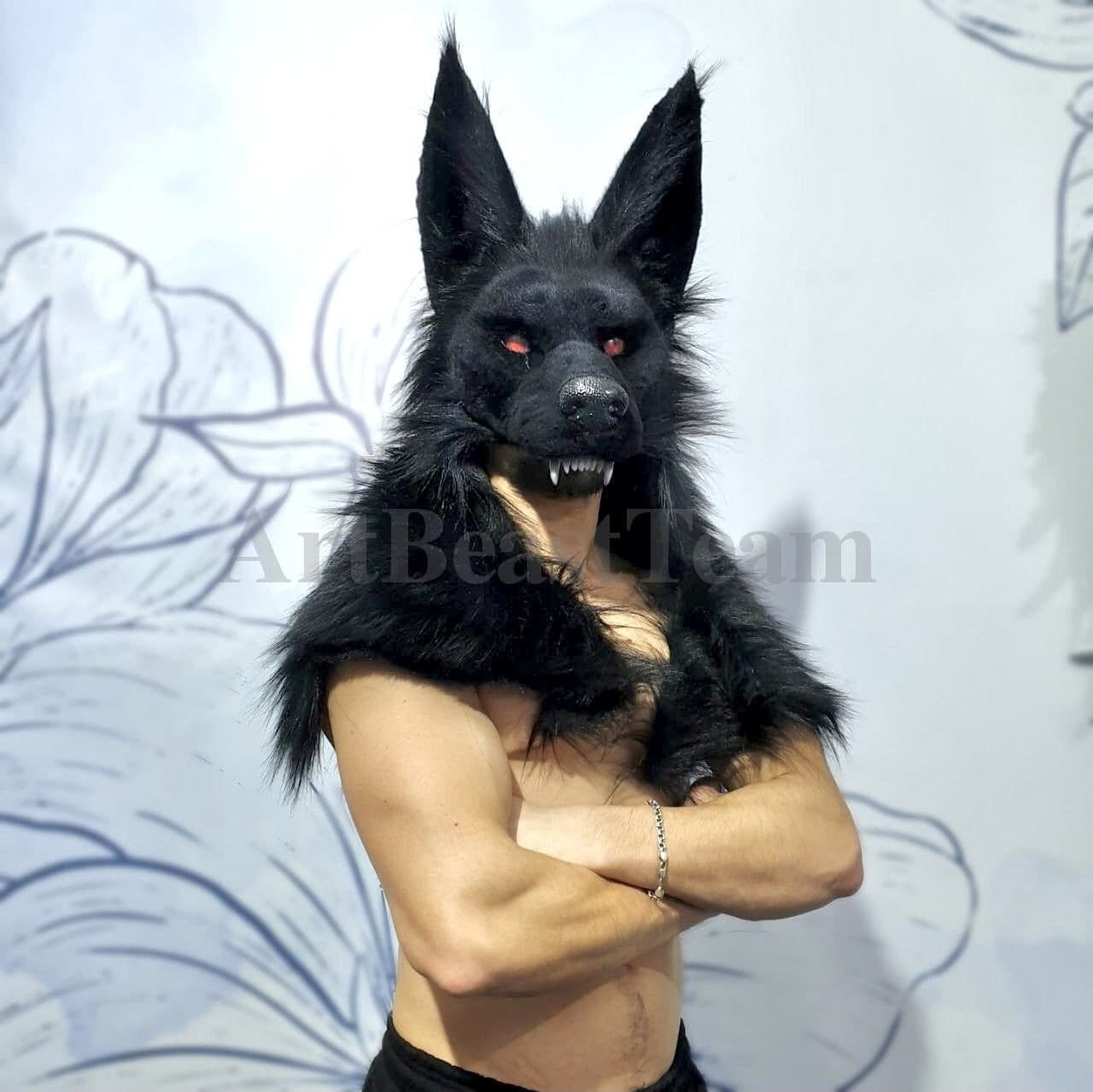 Werewolf RED Eyes Headdress RED EYES Black Werewolf Mask - Etsy Werewolf RED Eyes Headdress RED EYES Black Werewolf Mask - Etsy