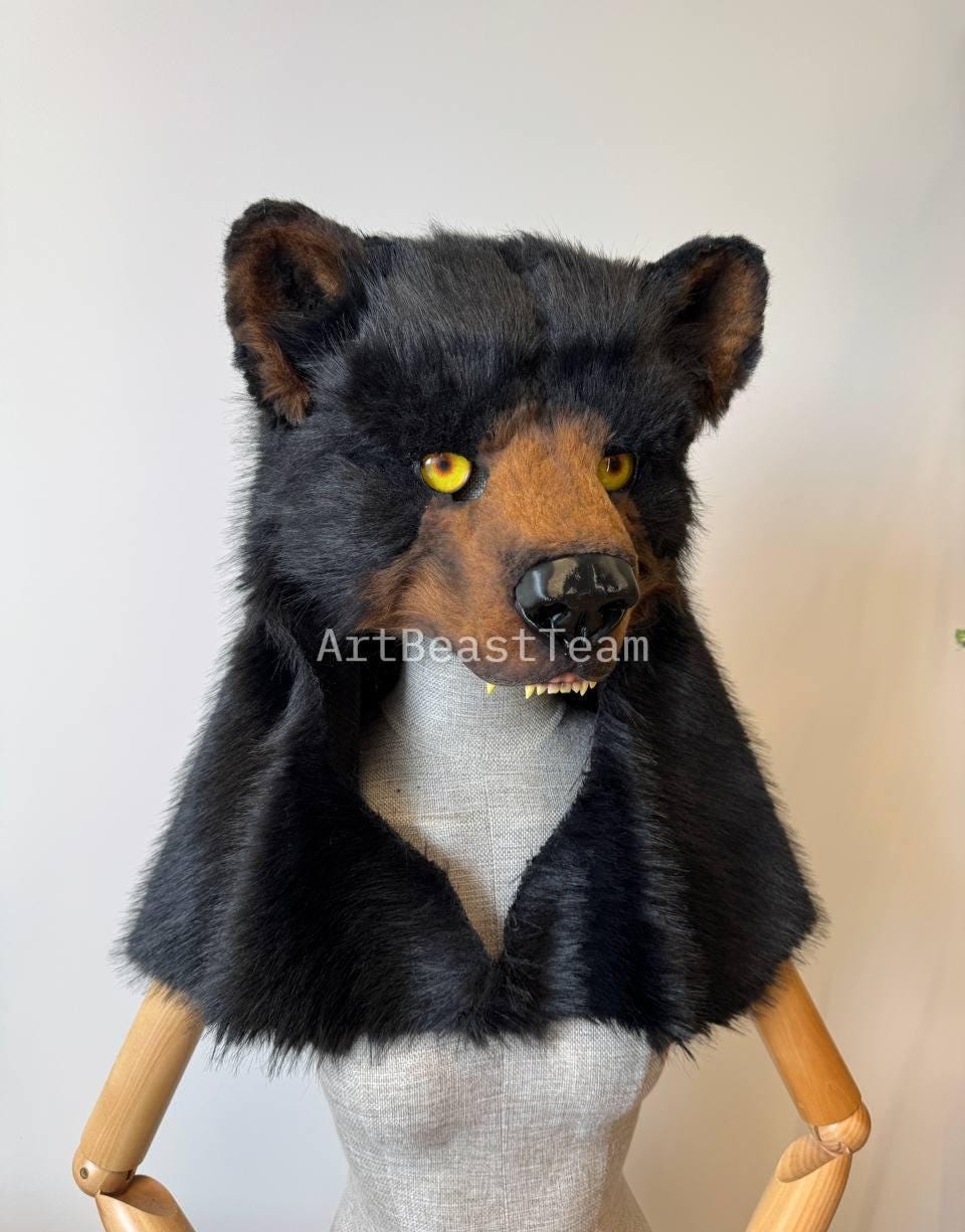 Black Bear Headdress: Animal-friendly Faux Fur Costume - Etsy