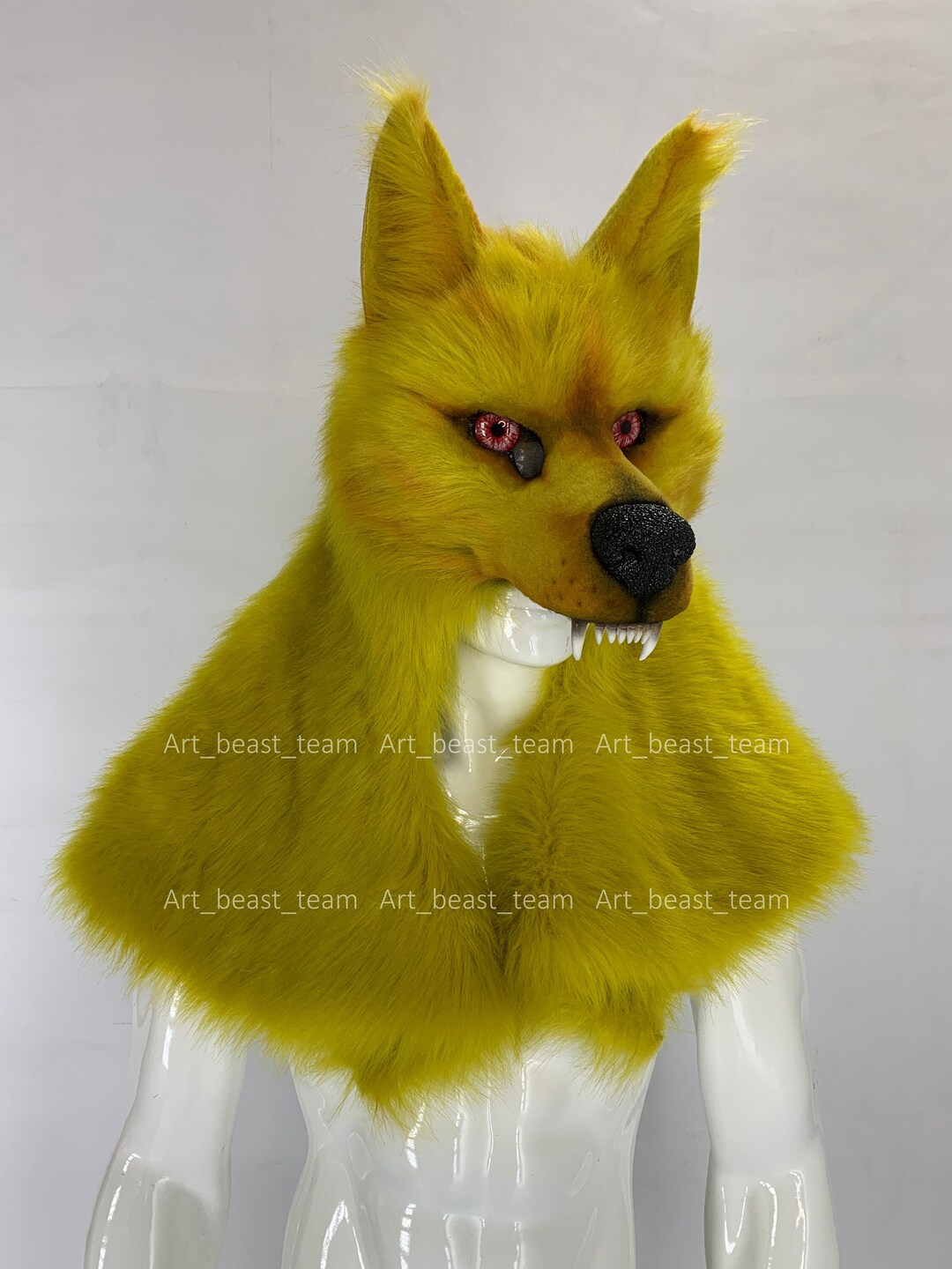 Coiffe de loup jaune masque de loupgarou jaune masque de Etsy France
