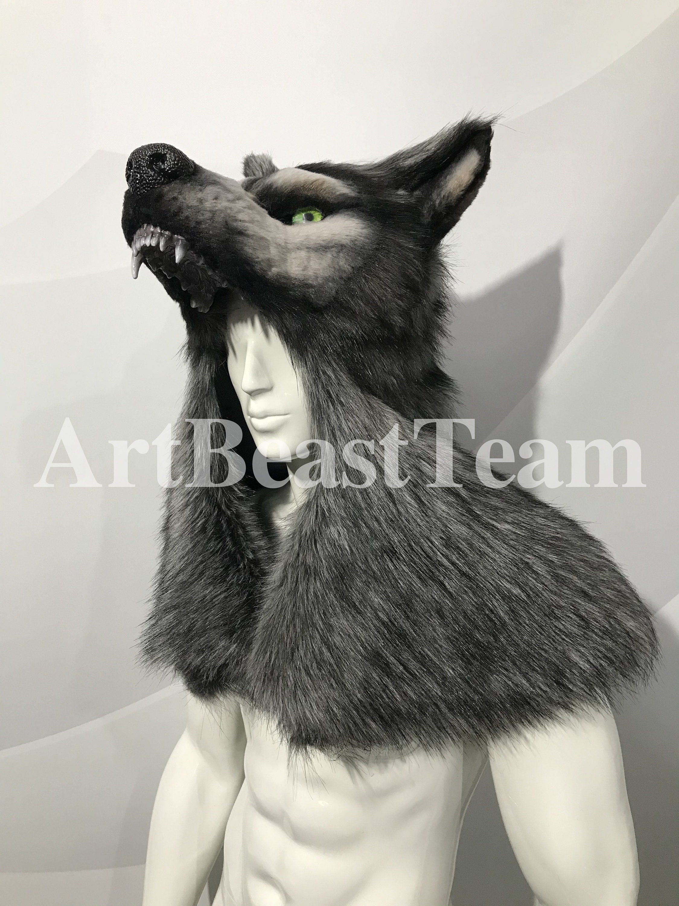 New listing now live in my #shop 🐺 #werewolf #greywolf #blackandwhite # therian #wolf #costume #mask #maskmaking #…