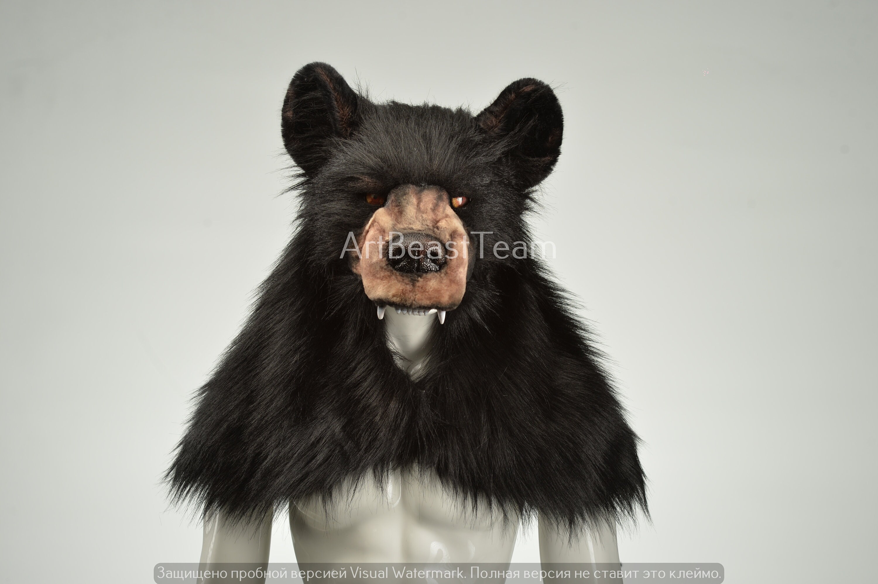 Grizzly Bear Plush Hat – Adult Cub Scout / Costume Head – Black Bear Cap