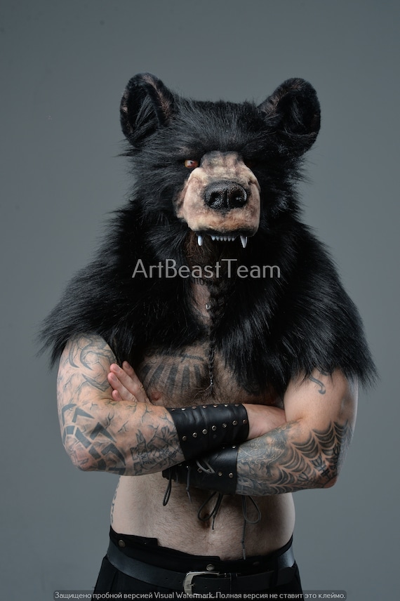Grizzly Black Bear Costume Fur Boy/Girl/Adult Hat Grizzly Black Bear Costume Fur Boy/Girl/Adult Hat