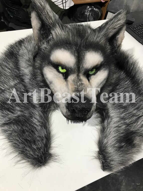 Grey Werewolf Maske Standard – Overhead-Maske Mit Pelzbesatz