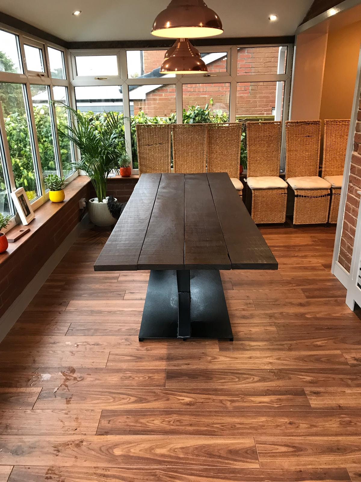 Mesa de comedor de madera recuperada con base de pedestal en | Etsy