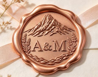 Custom 3D Mountain and Letters Wax Seal Stamp, Custom Couples Monogram Sealing Stamp for Wedding Invitation Envelope, Wedding Wax Seal Kit