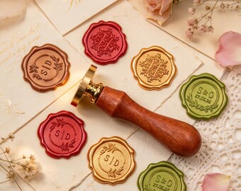 Custom Any Design or Initials Wax Seal Stamp, Personalized Logo & Name Wax Stamp, Handmade Wedding Stationery, Wedding Wax Seal Stamp Kit
