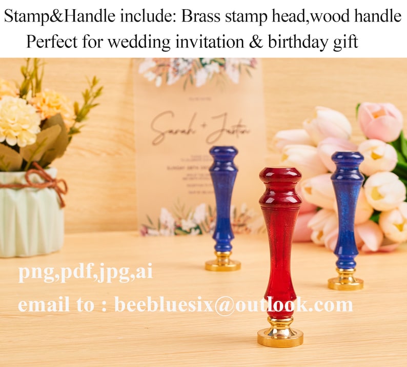 Benutzerdefiniertes Logo Wachssiegel Stempel Kit für Hochzeitseinladung , Benutzerdefinierte Brief Wachs Stempel Kit , Hochzeit Wachssiegel Kit , Brief Wachs Stempel Kit Brauch Bild 4