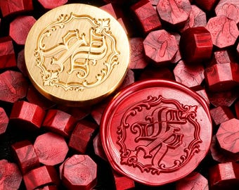 Custom Vintage Old English Initials Wax Seal Stamp Kit, Personalised Monogram Sealing Wax Tools for Wedding Invitations, Gift Wrapping -J93M