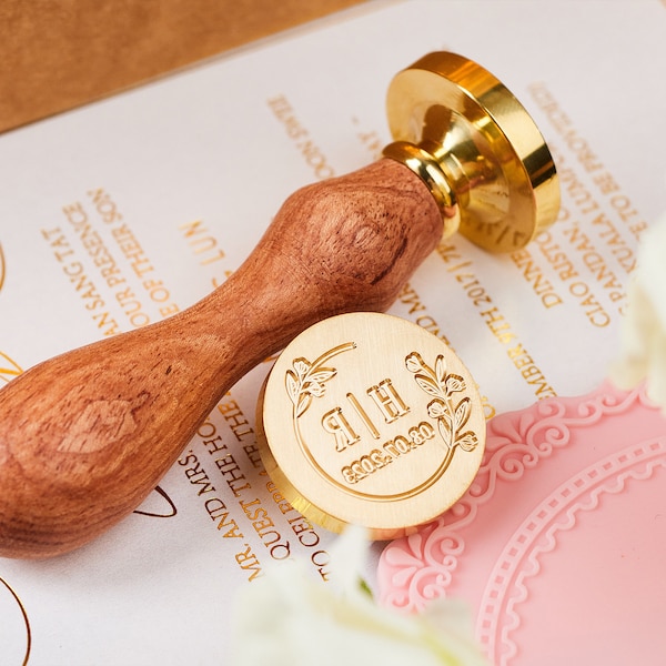 Benutzerdefiniertes Logo-Wachssiegel-Stempelset für Hochzeitseinladung, individuelles Buchstaben-Wachsstempel-Set, Hochzeits-Wachssiegel-Set, Buchstaben-Wachsstempel-Set individuell