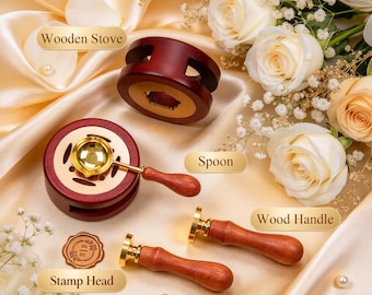 Custom Stove Engraved Wax Seal Stamp, Custom Logo & Name Wax Stamp, Handmade Wedding Stationery, Wedding Wax Seal Stamp Kit Custom