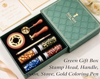 Custom Vintage Wax Seal Stamp Kit with 500 Wax Beads, Custom Couple Name Wax Seal Stamp, Wedding Invitation Sealing Wax Stamp, Wedding Gift