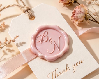 Personalized Couples Initial Wax Seal Stickers, Custom Self-Adhesive Logo Sealing Labels for Wedding and Gift, Wax Seal Stamp Stickers