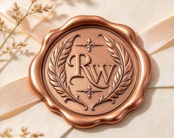 Custom 3D Letters and Feathers Wax Seal Stamp, Custom Couples Monogram Sealing Stamp for Wedding Invitation Envelope, Wedding Wax Seal Kit
